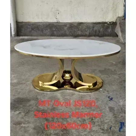 Meja Tamu Oval Marmer Stainless Gold Luxury Coffee Table Modern Minimalist Living Room Home Small Apartment Tea Table Oval Coffee