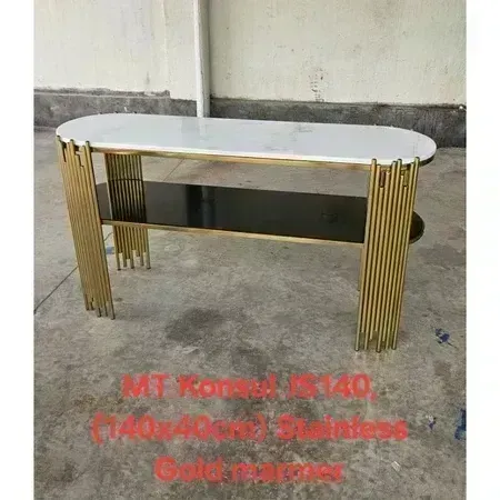 Meja Konsul Table Top Marmer Stainless Golden Console Marble Import
