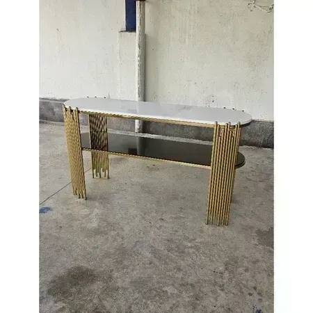 Meja Konsul Table Top Marmer Stainless Golden Console Marble Import