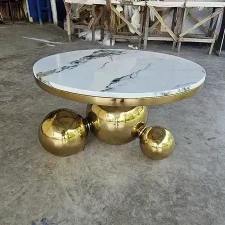 Coffee Table Stainless 304 Chrome Gold Ball Round D80