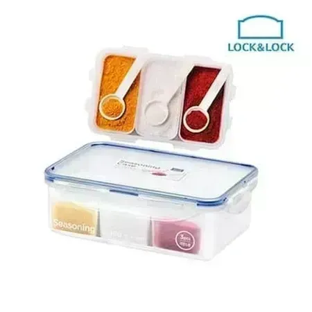 Lock n Lock Wadah Bumbu 3 Set tempat bumbu Ukuran 1 Liter Sendok+Tray
