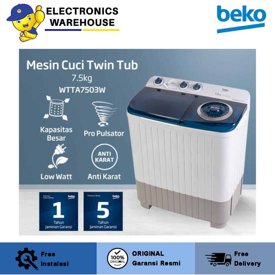 Beko Mesin Cuci Twin Tub WTTA7503W 7.5kg 71L GARANSI RESMI