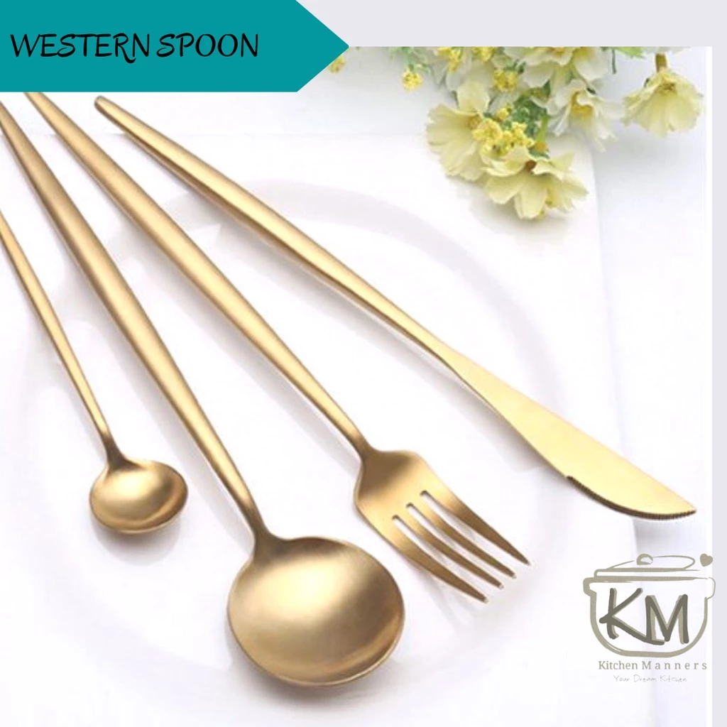 Sendok Western Spoon 4 in 1 Set Portugese Style Stainless Steel High Quality Food Grade(BISA GRAFIR NAMA)