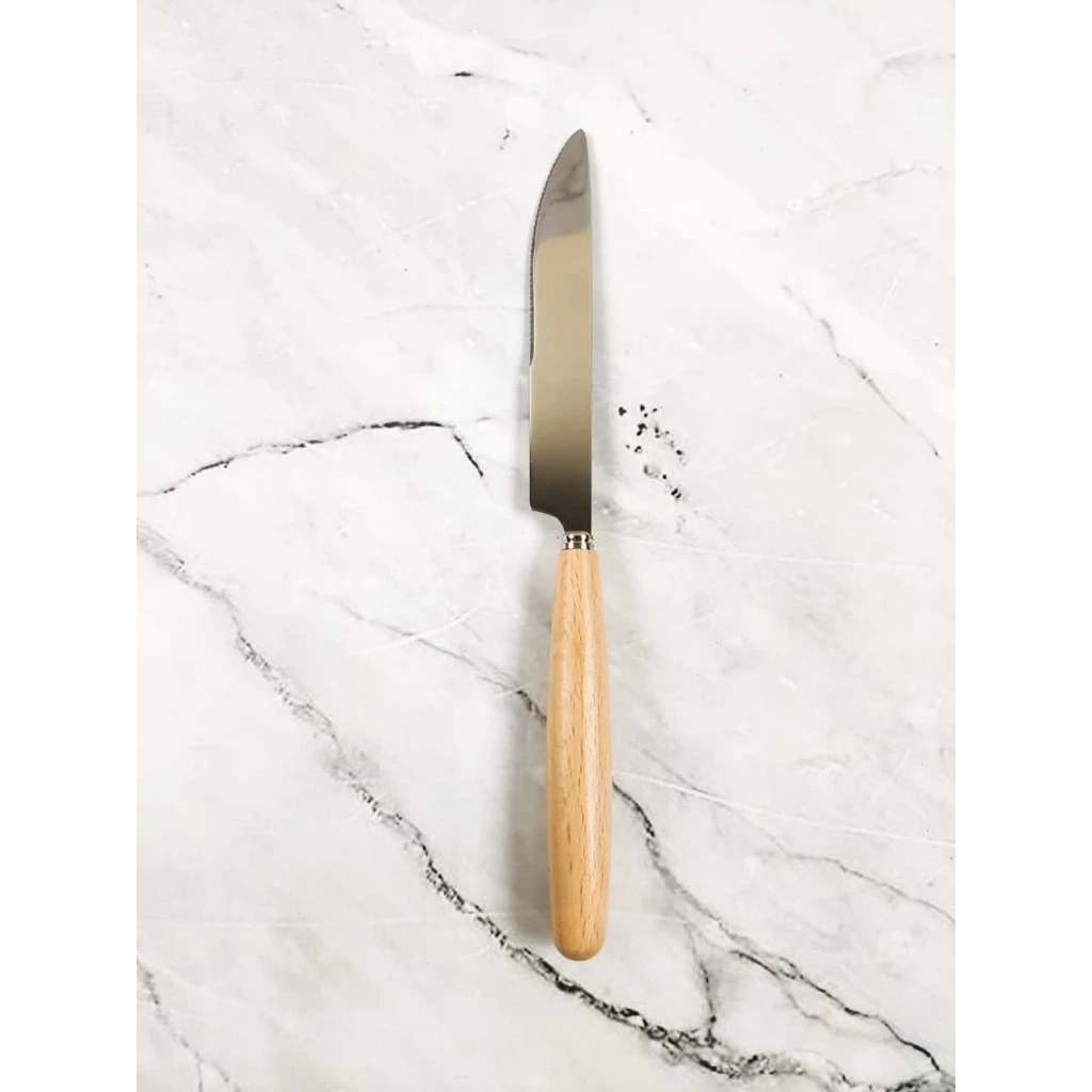 Sendok Garpu Sumpit Pisau Stainless Steel Set Korean Western Style Vintage Bamboo Wood Handle Set