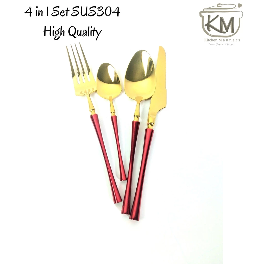 Sendok Garpu Sultan MEWAH Eropa Western Sekop / Spade 4 in 1 Set Stainless High Quality