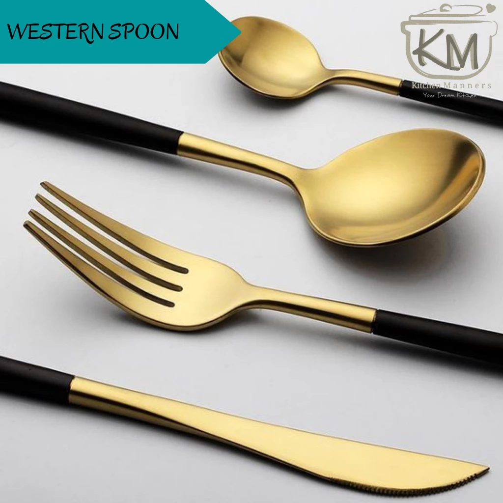 Sendok Western Spoon 4 in 1 Set Portugese Style Stainless Steel High Quality Food Grade(BISA GRAFIR NAMA)