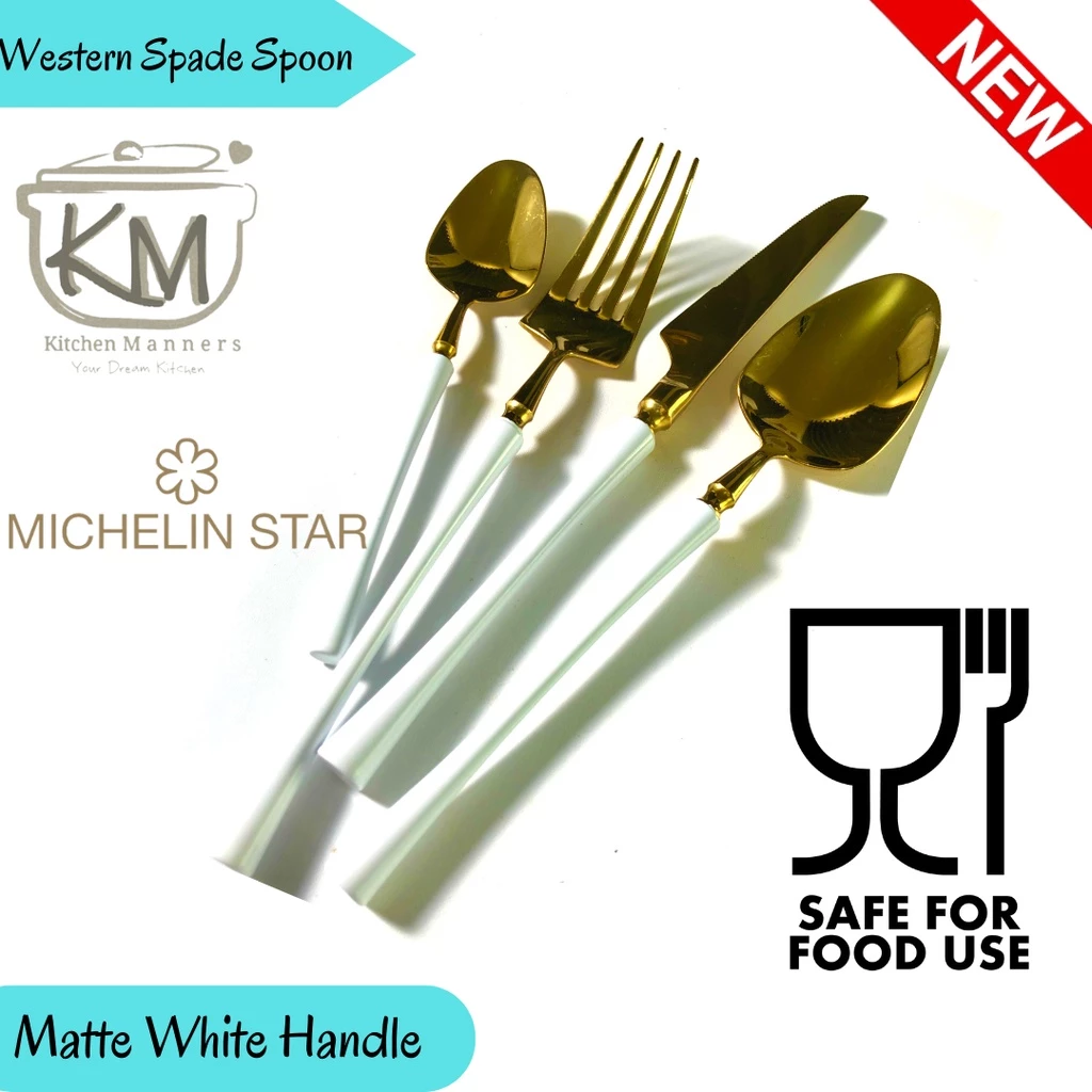 Sendok Garpu Sultan MEWAH Eropa Western Sekop / Spade 4 in 1 Set Stainless High Quality