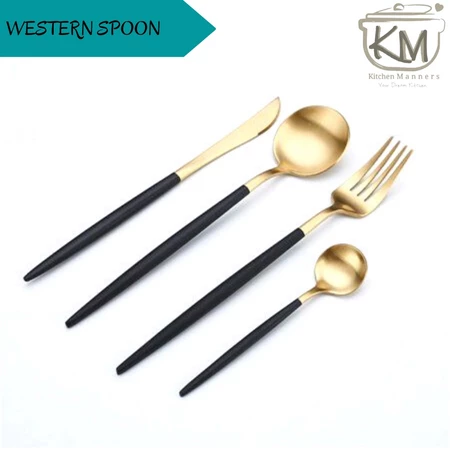 Sendok Western Spoon 4 in 1 Set Portugese Style Stainless Steel High Quality Food Grade(BISA GRAFIR NAMA)
