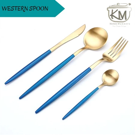 Sendok Western Spoon 4 in 1 Set Portugese Style Stainless Steel High Quality Food Grade(BISA GRAFIR NAMA)