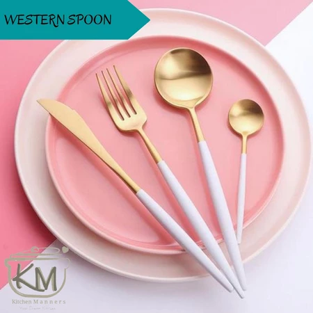 Sendok Western Spoon 4 in 1 Set Portugese Style Stainless Steel High Quality Food Grade(BISA GRAFIR NAMA)