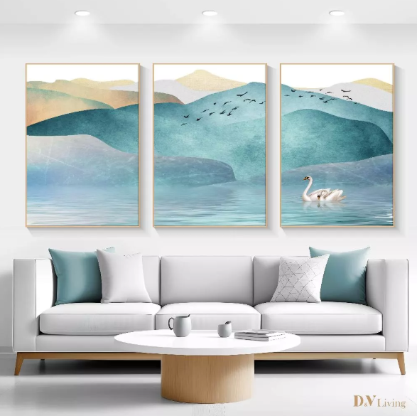 DVLIVING Hiasan Dinding Ruang Tamu Minimalis 80x57cm&40x57cm Mountain Green INCLUDE FRAME - MNTG A (3)