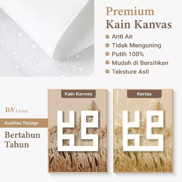 DVLIVING Hiasan Dinding Ruang Tamu Minimalis 80x57cm & 40x57cm INCLUDE FRAME KAIN KANVAS - Wall Decor KALIGRAFI - CALMG KUFI A (6)
