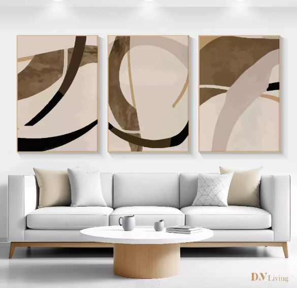 Hiasan Dinding Ruang Tamu Minimalis 80x57cm &40x57cm Canvas INCLUDE FRAME - Wall Decor ABSTRACT White Grey - ABSPB 3 (4)