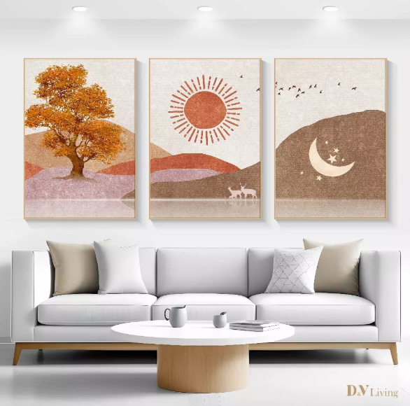 DVLIVING Hiasan Dinding Ruang Tamu Minimalis 80x57cm&40x57cm Mountain Red Fuji INCLUDE FRAME - MNTR A (1)