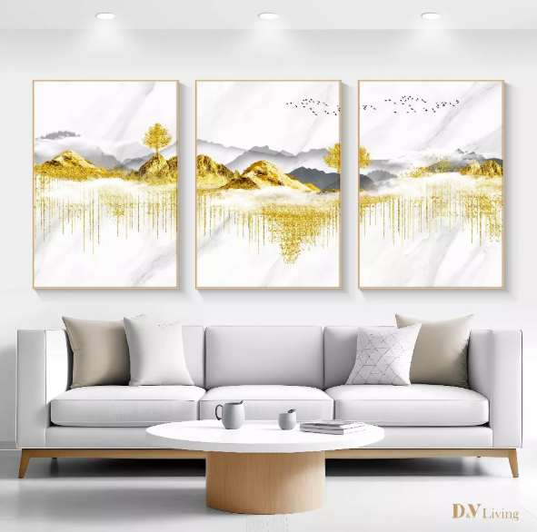 DVLIVING Hiasan Dinding Ruang Tamu Minimalis 80x57cm&40x57cm Mountain Black White INCLUDE FRAME - MNTBWG A (5)