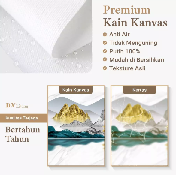 DVLIVING Hiasan Dinding Ruang Tamu Minimalis 80x57cm&40x57cm Mountain Green Blue INCLUDE FRAME - MNTB C (3)
