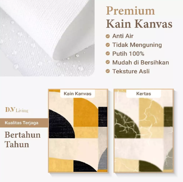 Hiasan Dinding Ruang Tamu Minimalis 80x57cm &40x57cm Canvas INCLUDE FRAME - Wall Decor ABSTRACT GOLD RED - ABSPB 3 B (3)
