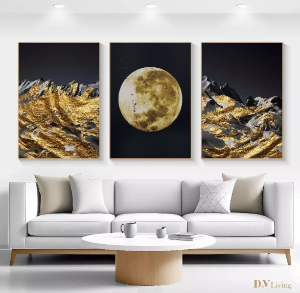 DVLIVING Hiasan Dinding Ruang Tamu Minimalis 80x57cm&40x57cm Mountain Black White INCLUDE FRAME - MNTBWG A (7)