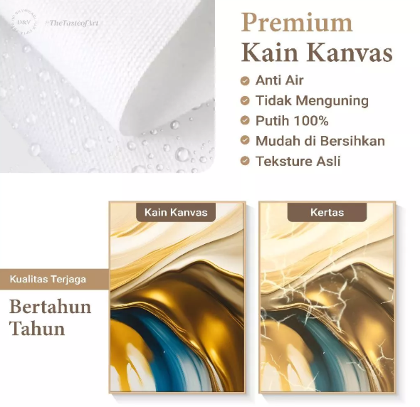 DVLIVING Hiasan Dinding Ruang Tamu Minimalis 80x57cm&40x57cm Gold Green White Flower INCLUDE FRAME - FGG A 2 (6)