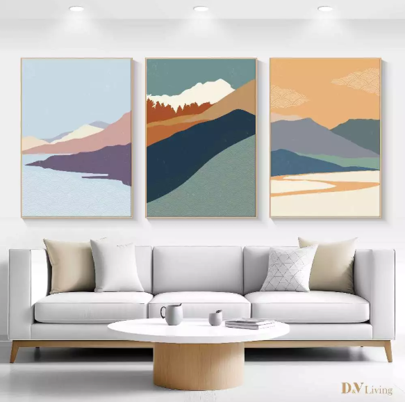 DVLIVING Hiasan Dinding Ruang Tamu Minimalis 80x57cm&40x57cm Japan White Blue INCLUDE FRAME - JPNC 3 A (7)