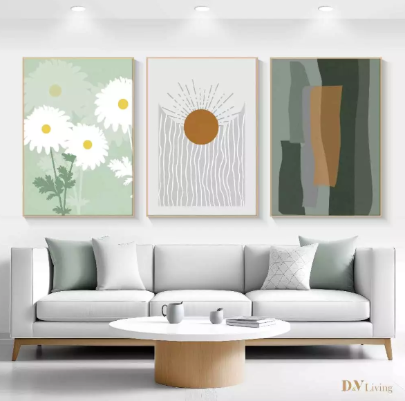 DVLIVING Hiasan Dinding Ruang Tamu Minimalis 80x57cm&40x57cm Geometric Sage White INCLUDE FRAME - GNGG 3 A (5)