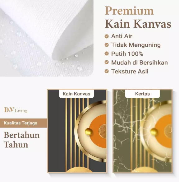 DVLIVING Hiasan Dinding Ruang Tamu Minimalis 80x57cm&40x57cm Geometric Red Gold INCLUDE FRAME - GNGR 2 A (3)