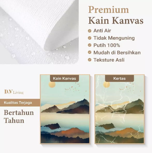 DVLIVING Hiasan Dinding Ruang Tamu Minimalis 80x57cm&40x57cm Mountain Blue Green INCLUDE FRAME - MNTB B (3)