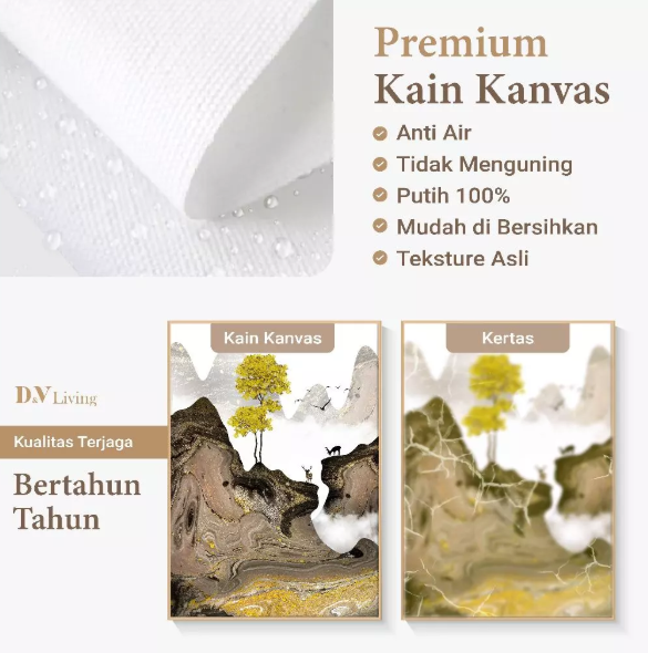 DVLIVING Hiasan Dinding Ruang Tamu Minimalis 80x57cm&40x57cm Mountain Black White INCLUDE FRAME - MNTWBG A (4)