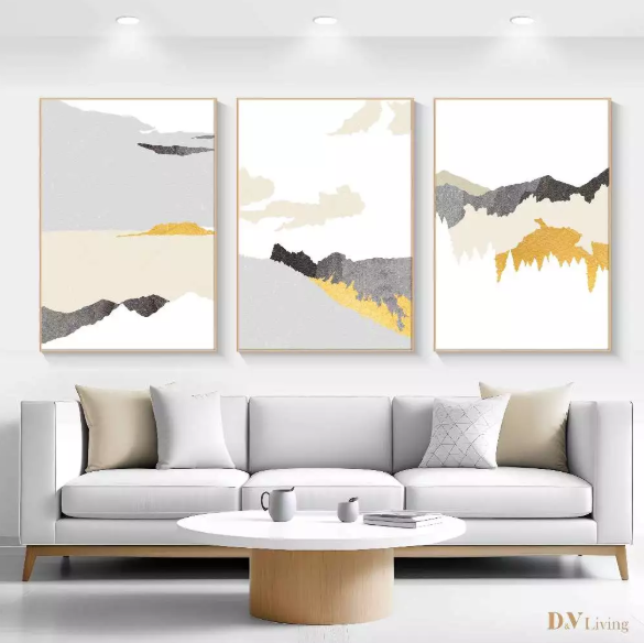 DVLIVING Hiasan Dinding Ruang Tamu Minimalis 80x57cm&40x57cm Japan White Blue INCLUDE FRAME - JPNC 3 A (3)