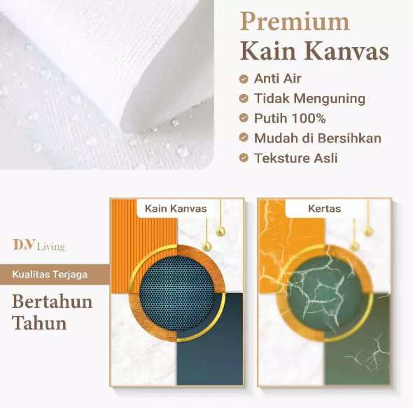 DVLIVING Hiasan Dinding Ruang Tamu Minimalis 80x57cm&40x57cm Geometri Green Gold INCLUDE FRAME - GNGG 3 B (2)