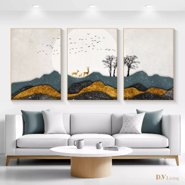 DVLIVING Hiasan Dinding Ruang Tamu Minimalis 80x57cm&40x57cm Mountain Green INCLUDE FRAME - MNTG A (5)