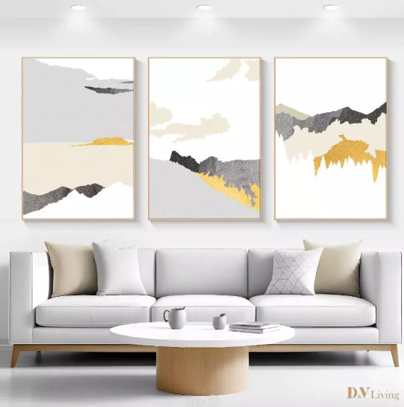 DVLIVING Hiasan Dinding Ruang Tamu Minimalis 80x57cm&40x57cm Japan White Blue INCLUDE FRAME - JPNC 3 A (2)