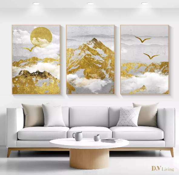 DVLIVING Hiasan Dinding Ruang Tamu Minimalis 80x57cm&40x57cm Mountain Black White INCLUDE FRAME - MNTWBG A (4)
