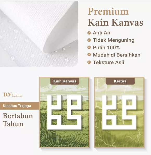 DVLIVING Hiasan Dinding Ruang Tamu Minimalis 80x57cm & 40x57cm INCLUDE FRAME KAIN KANVAS - Wall Decor KALIGRAFI - CLAMG KUFI C (1)