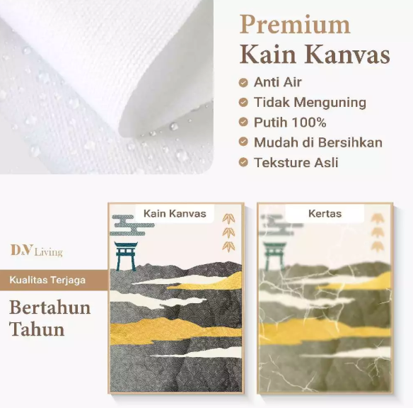 DVLIVING Hiasan Dinding Ruang Tamu Minimalis 80x57cm&40x57cm Japan White Blue INCLUDE FRAME - JPNC 3 A (3)