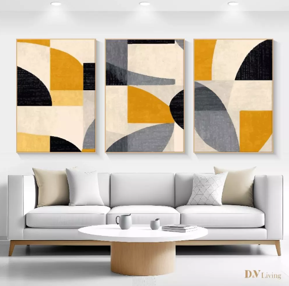 Hiasan Dinding Ruang Tamu Minimalis 80x57cm &40x57cm Canvas INCLUDE FRAME - Wall Decor ABSTRACT GOLD RED - ABSPB 3 B (7)