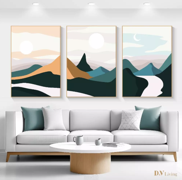 DVLIVING Hiasan Dinding Ruang Tamu Minimalis 80x57cm&40x57cm Mountain Green INCLUDE FRAME - MNTG A (4)