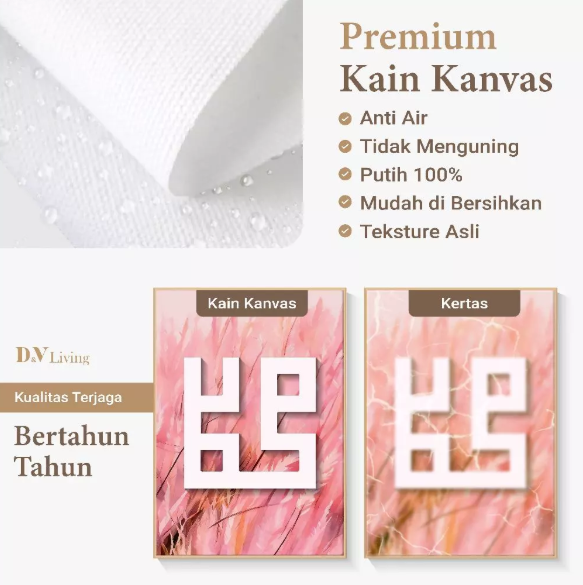 DVLIVING Hiasan Dinding Ruang Tamu Minimalis 80x57cm & 40x57cm INCLUDE FRAME KAIN KANVAS - Wall Decor KALIGRAFI - CALMG KUFI D (1)