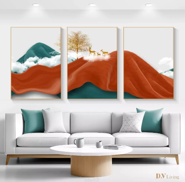 DVLIVING Hiasan Dinding Ruang Tamu Minimalis 80x57cm&40x57cm Mountain Red Fuji INCLUDE FRAME - MNTR A (5)