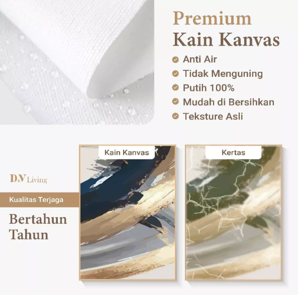 Hiasan Dinding Ruang Tamu Minimalis 80x57cm &40x57cm Canvas INCLUDE FRAME - Wall Decor ABSTRACT BLUE WHITE - ABSPB 3C (2)