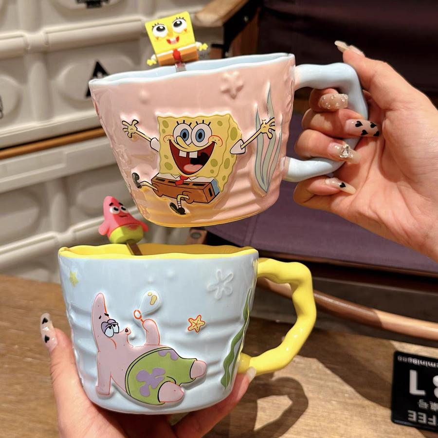Spongebob Mug Ceramic / gelas spongebob lucu / kado ulang tahun / birthday present / gelas aestetik