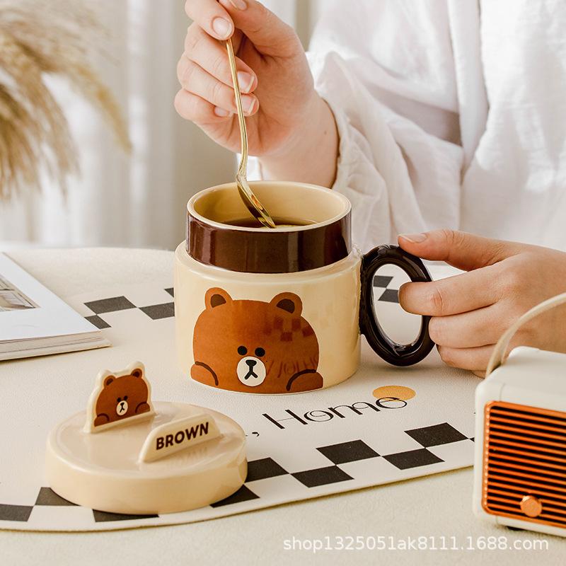 Brown Line Friends Mug Set / Gift box keramik / kado birthday